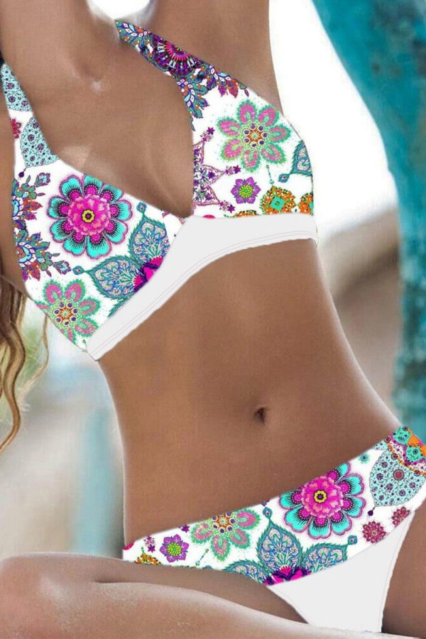 Sexy Print Bandage Backless Swimwears (With Paddings)